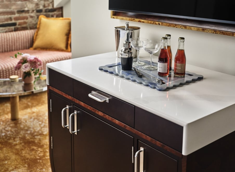 the mini bar in the loft deluxe suite