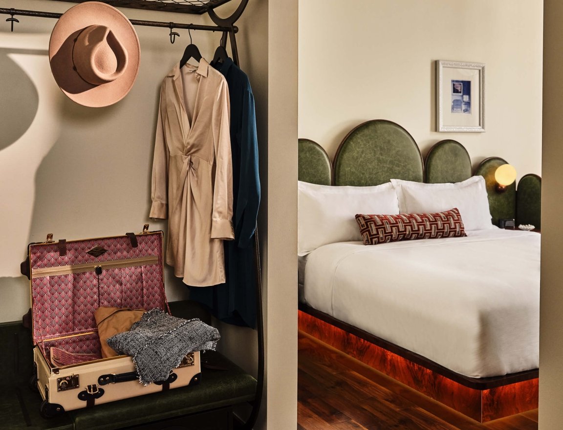 Walk-in closet area in the Crawford Suite at the Crawford Hotel in Denver, Colorado.