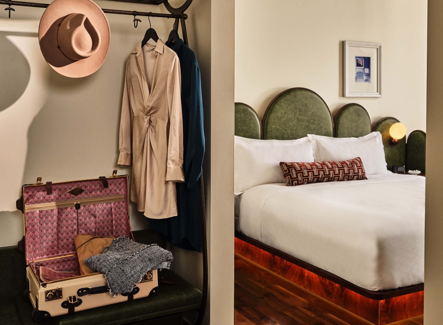 Walk-in closet area in the Crawford Suite at the Crawford Hotel in Denver, Colorado.