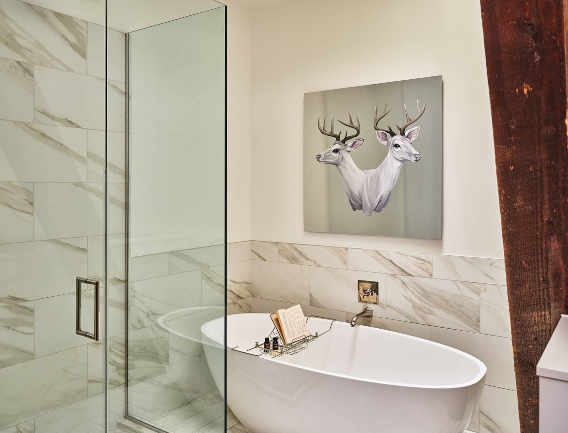 The bathtub in the bathroom of the LoDo Suite at the Crawford Hotel in Denver, Colorado.