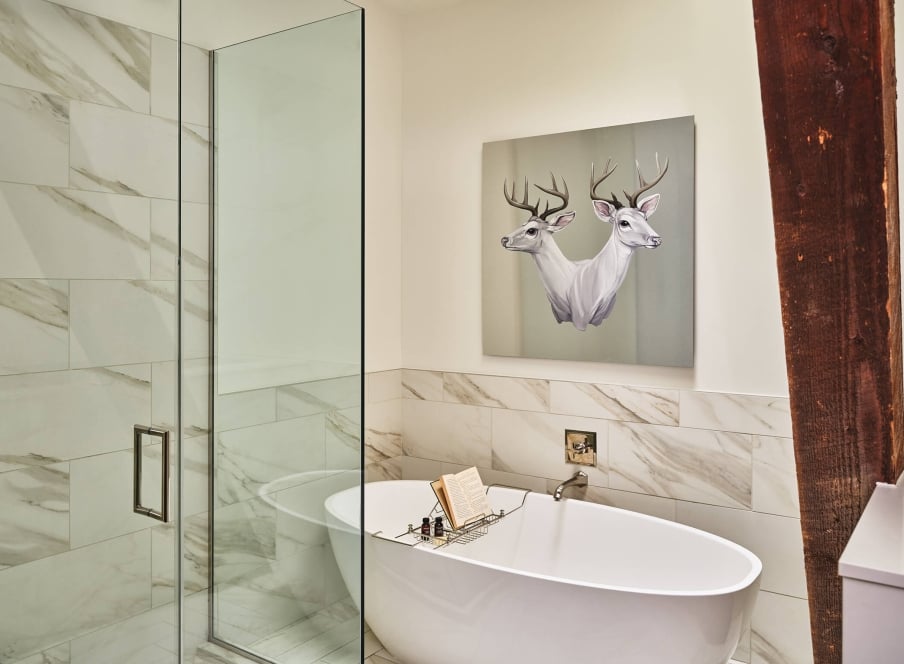 The bathtub in the bathroom of the LoDo Suite at the Crawford Hotel in Denver, Colorado.