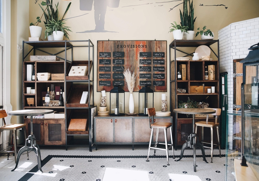 Seating area at Mercantile Dining & Provision at Union Station in Denver, Colorado.