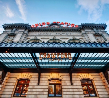 The exterior of the Crawford Hotel.