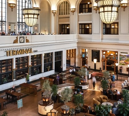 overhead view of the interior of denver union station