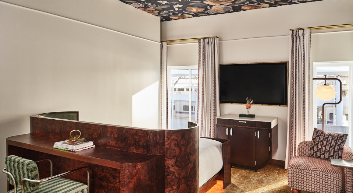 Interior view of a room at The Crawford Hotel