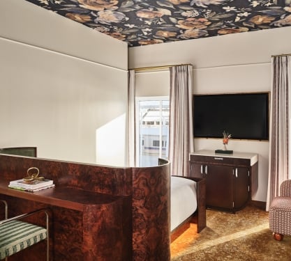 Interior view of a room at The Crawford Hotel
