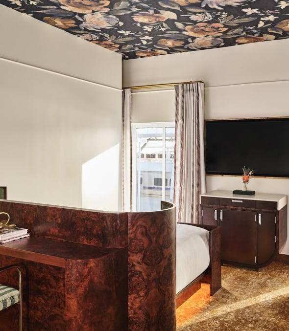 Interior view of a room at The Crawford Hotel