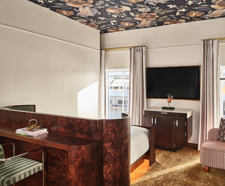 Interior view of a room at The Crawford Hotel