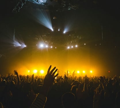 large crowd of people watching tyler the creator perform