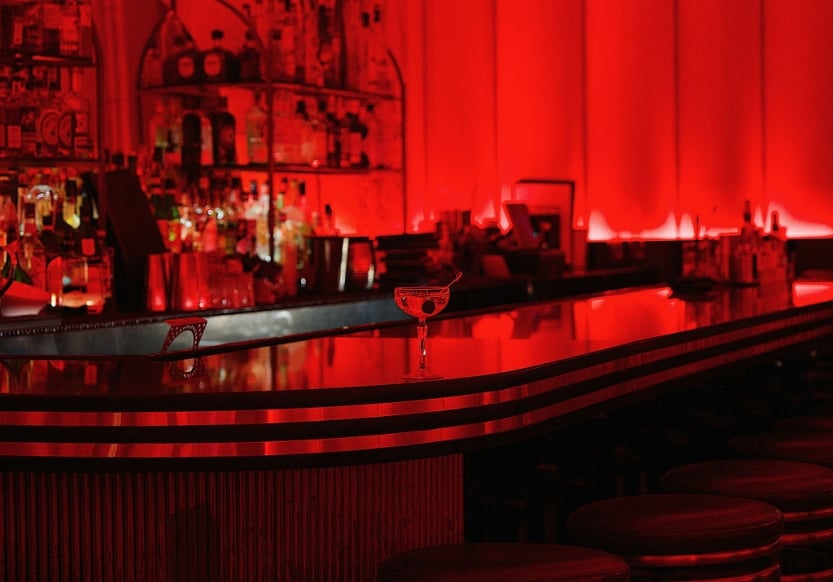 Interior bar of a Halloween themed Cruise Room Lounge