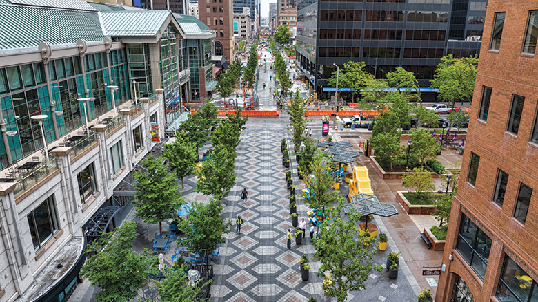 16th Street Pedestrian Promenade arial view