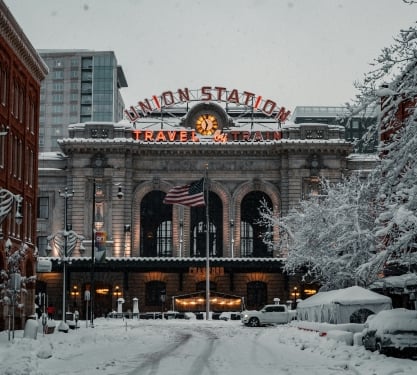 Exterior of Denver Union Station during the Winter