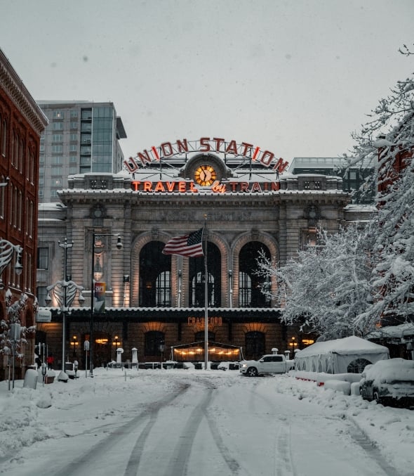 Exterior of Denver Union Station during the Winter
